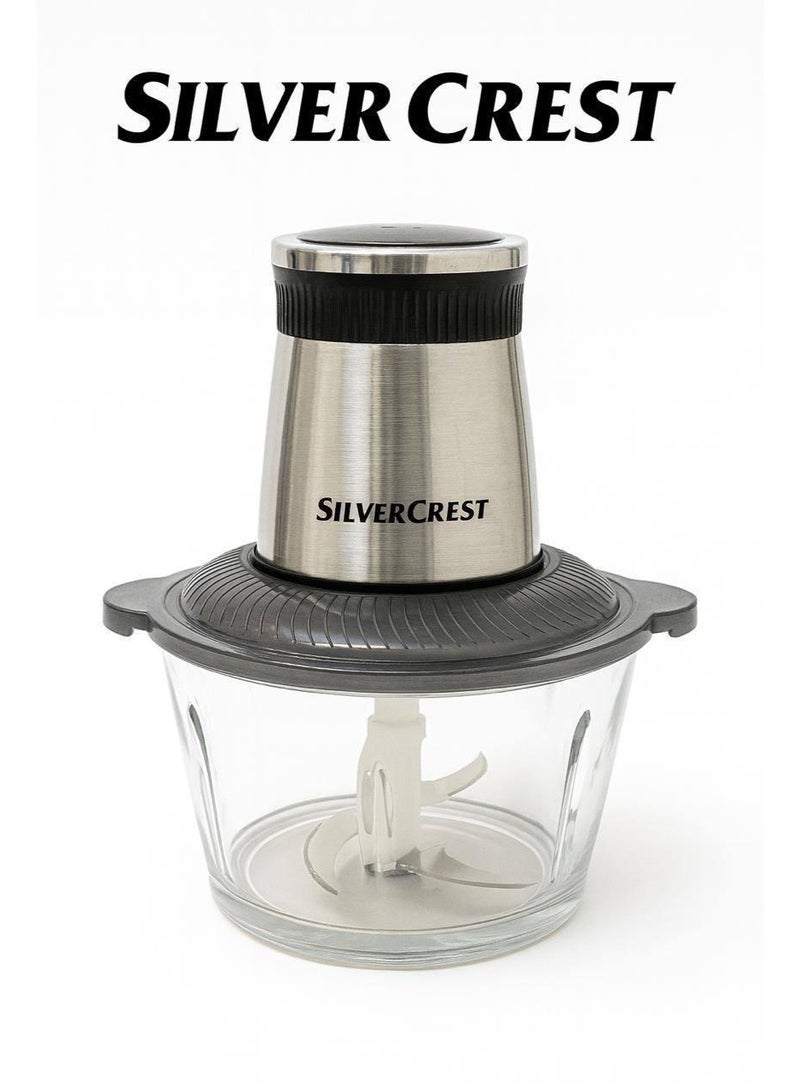 سيلفر كريست كبه و قطاعه لحوم وخضروات  من سيلفر كراست  ,وعاء زجاج  كبير الحجم ضدد الكسر 2 لتر ,ماتور 1000 وات - Image 4